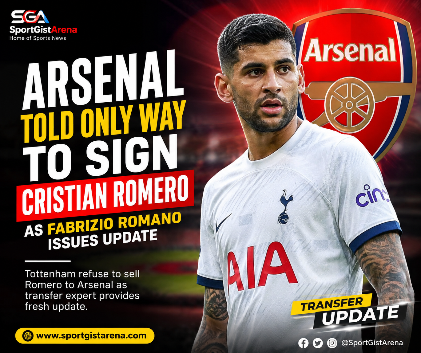 Cristian Romero linked with Arsenal transfer as Fabrizio Romano provides update